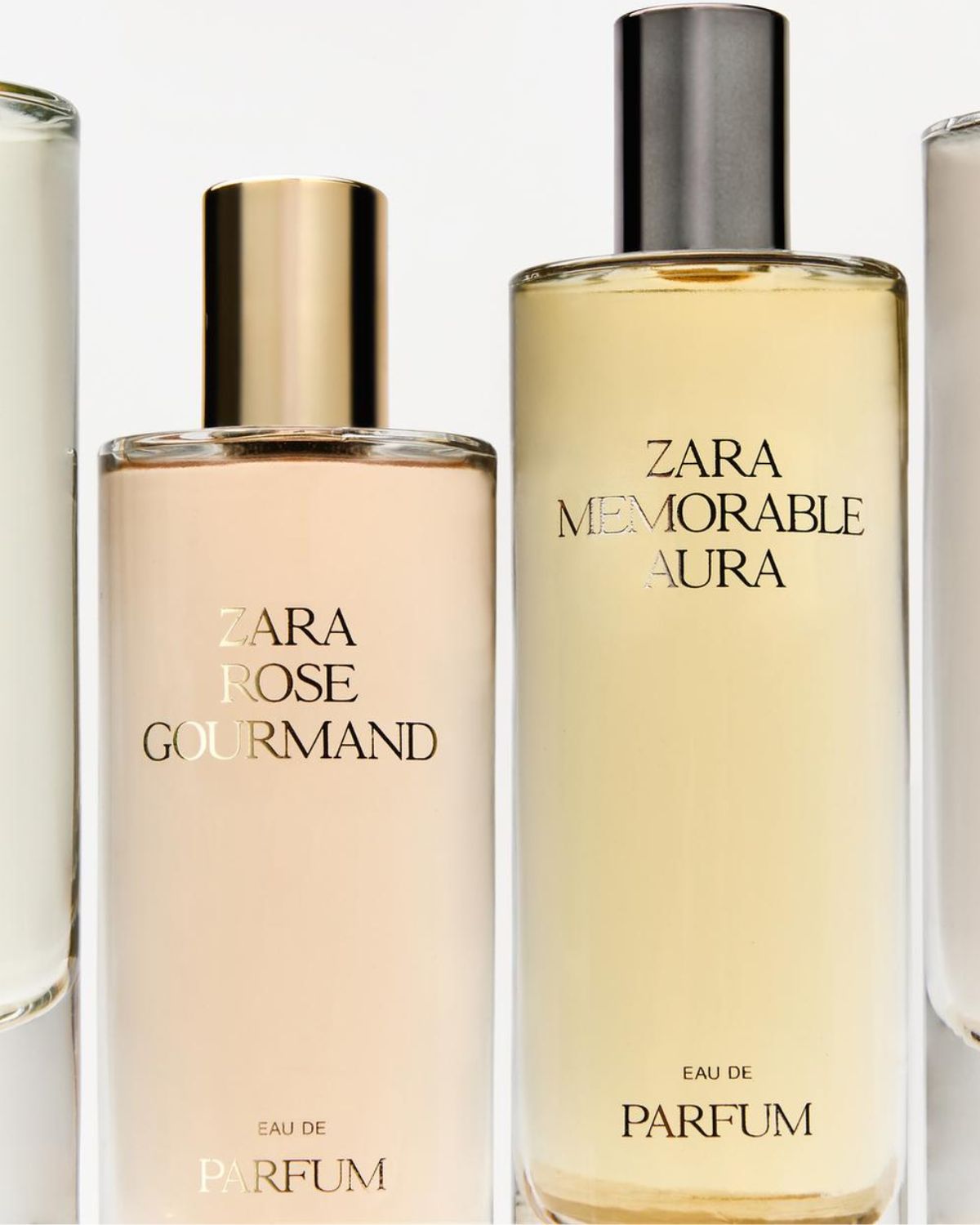 Zdjęcie przedstawiające waniliowe perfumy z Zary na lato. Widać dwa flakony stojące obok siebie. Zdjęcie produktowe.