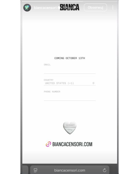 Bianca Censori marka: screen z instastory zrobiony na koncie Instagram Bianci Censori.