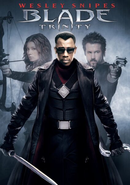 Plakat filmu „Blade: Mroczna trójca” („Blade: Trinity”, 2004).