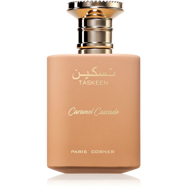 Zdjęcie produktowe karmelowych perfum na jesień 2025 Paris Corner Taskeen Caramel Cascade.