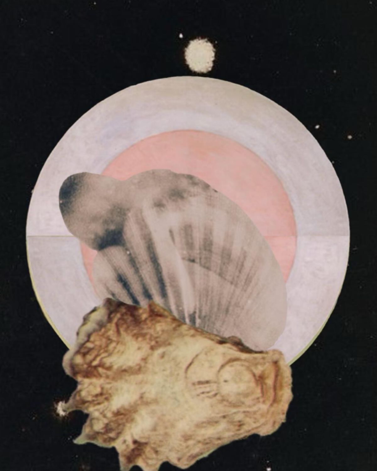 Artystyczny kolarz przedstawiający postać wpisaną w okrąg na tle nocnego nieba, symbolizujący czas na uzdrowienie, który przynosi pełnia Księżyca styczeń 2026.